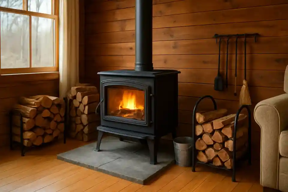 Photo related to wood stove hearth organization