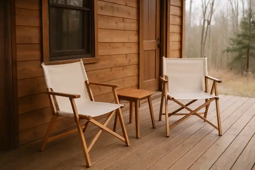 Editorial photograph (generic category image, not the exact linked listing) representing folding porch chair pair