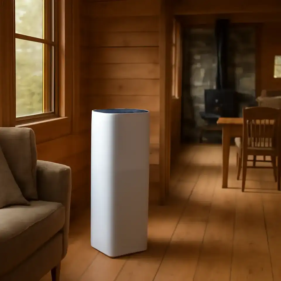 AI-generated editorial product photograph (not the exact linked listing) of large-room air purifier