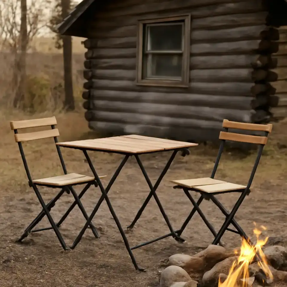 AI-generated editorial product photograph (not the exact linked listing) of portable outdoor dining set